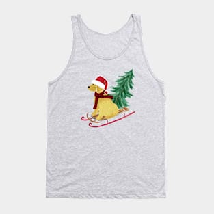 Goldendoodle Christmas Sled Bringing Home The Tree Tank Top